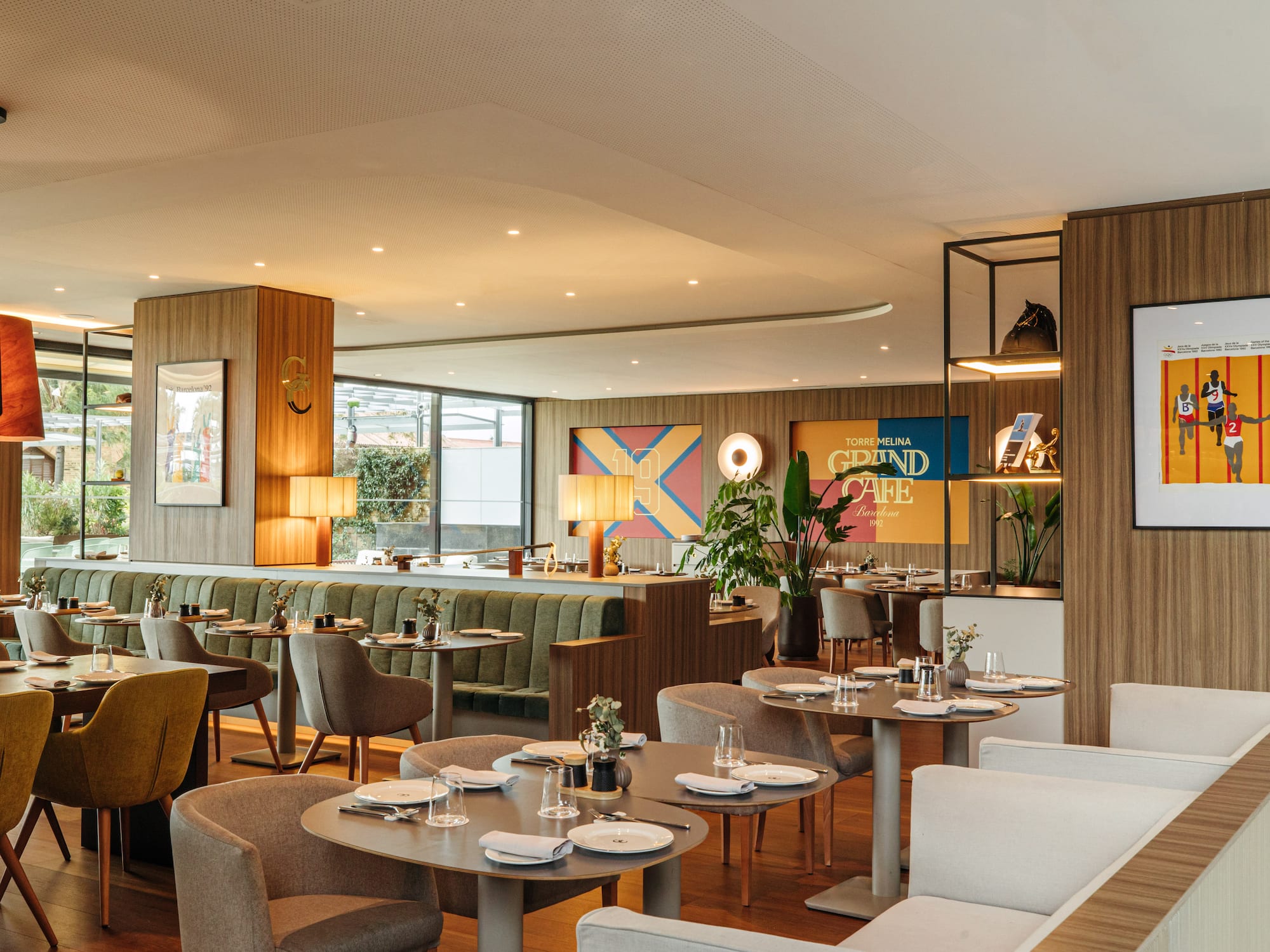 a restaurant with tables and chairs