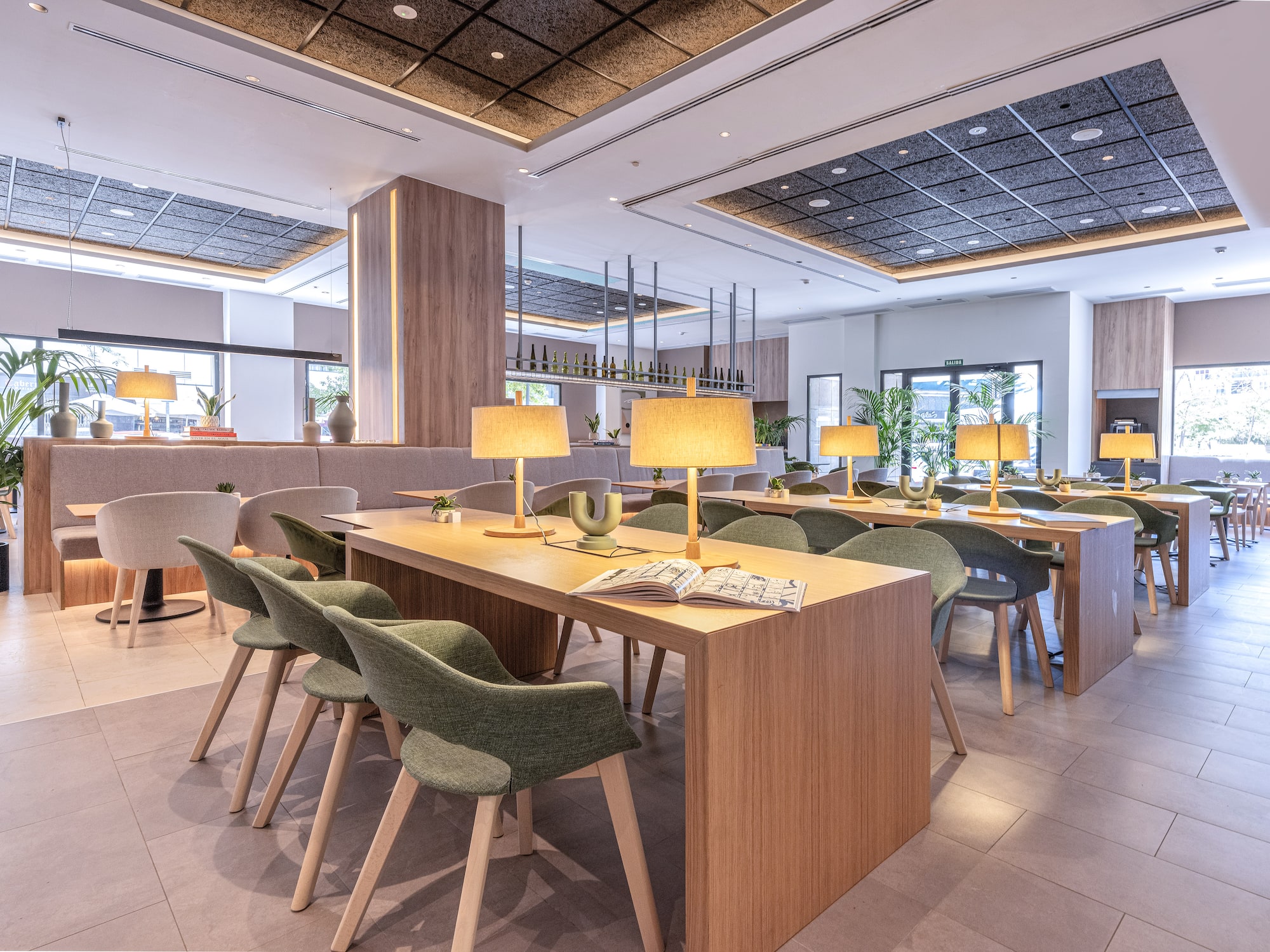 a room with tables and chairs