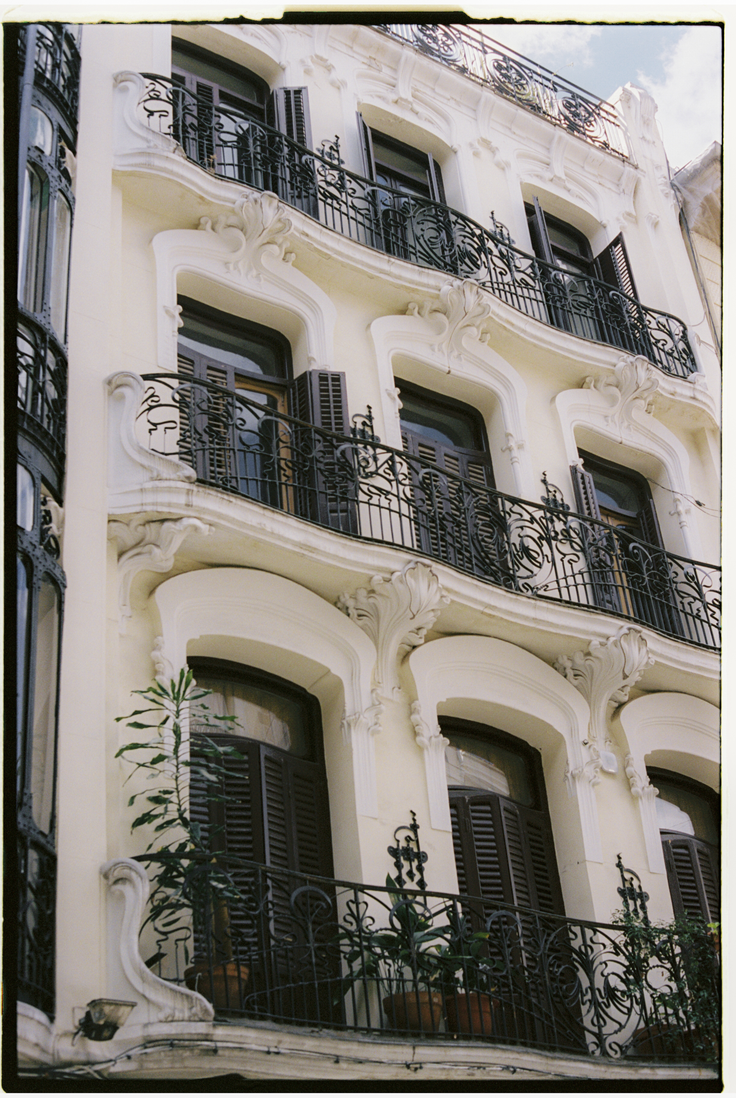 a building with black railings