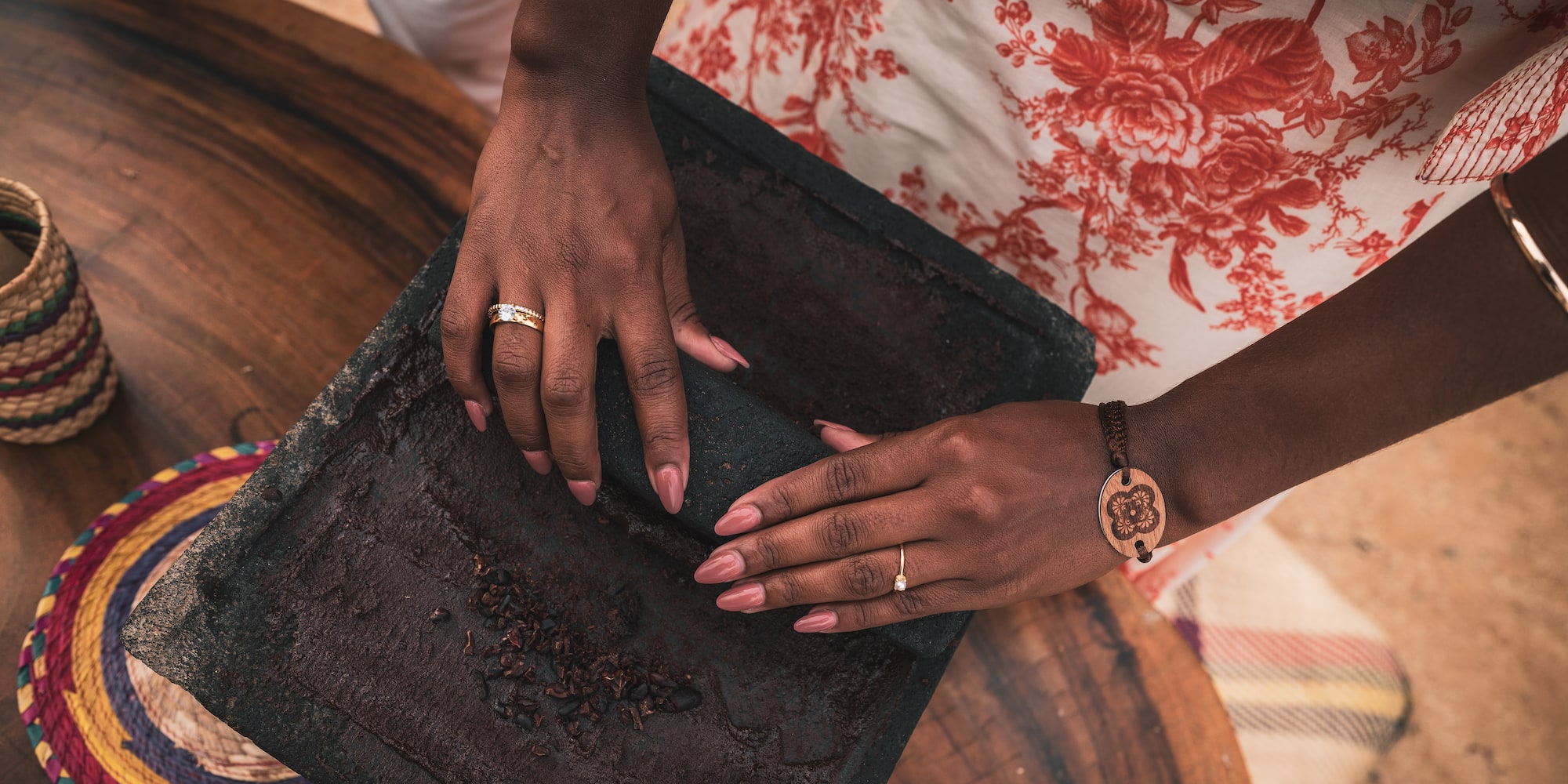 a person's hands on a tray