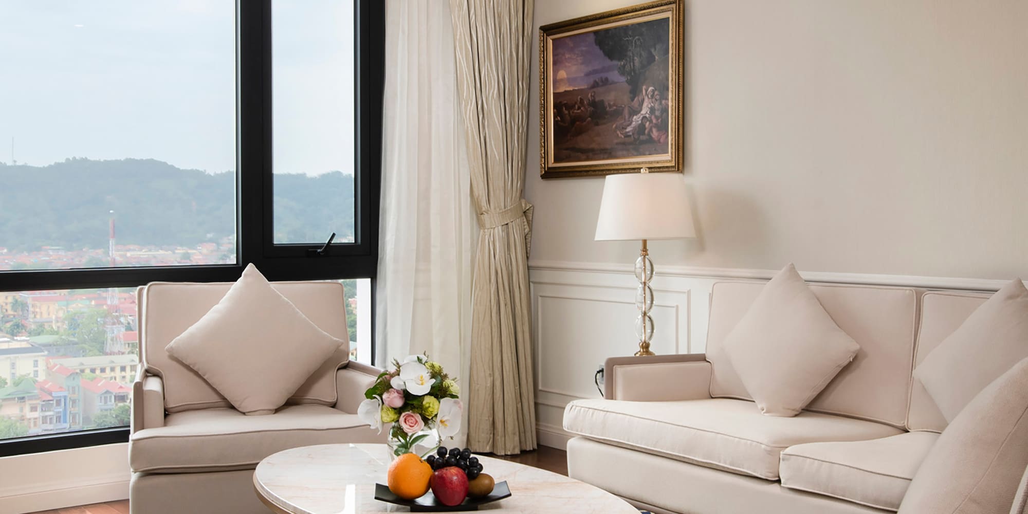 a living room with a couch and a coffee table