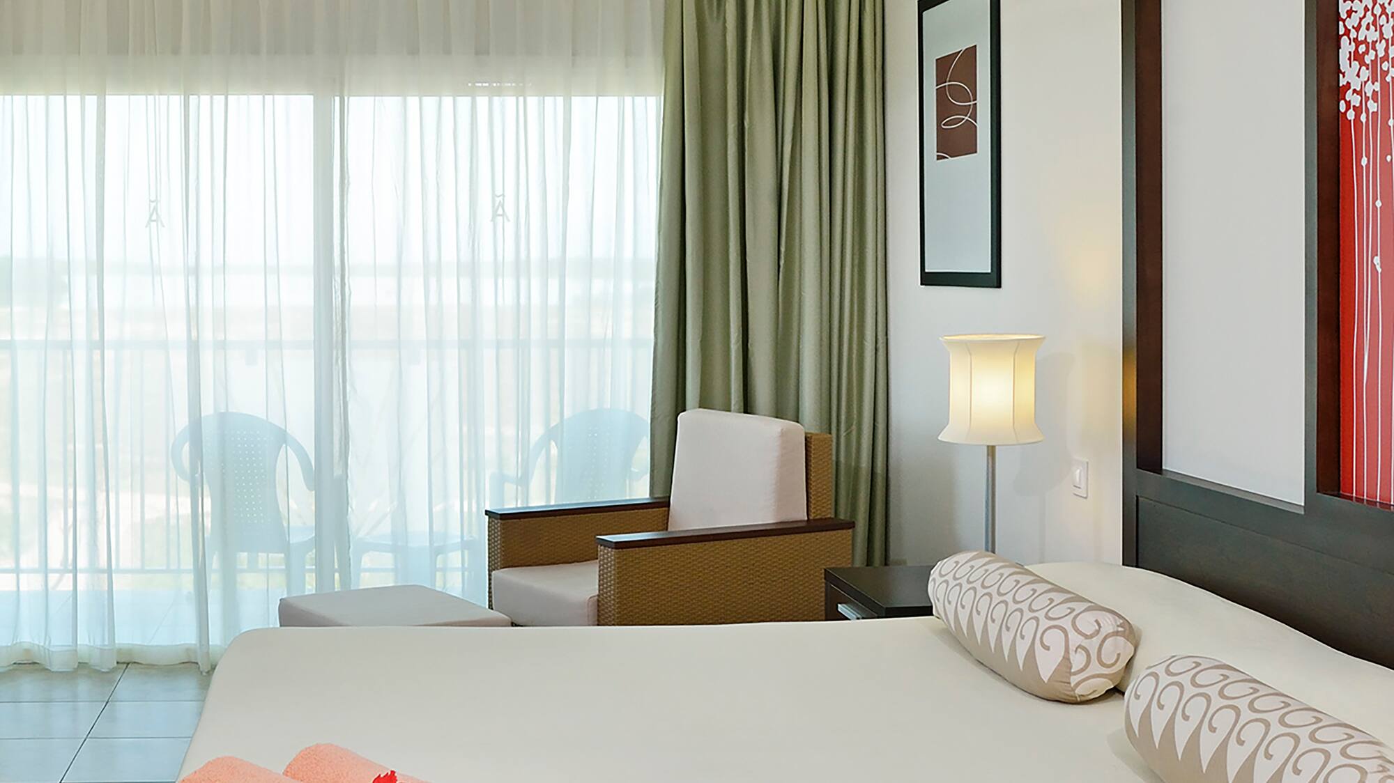 a bed with towels on it