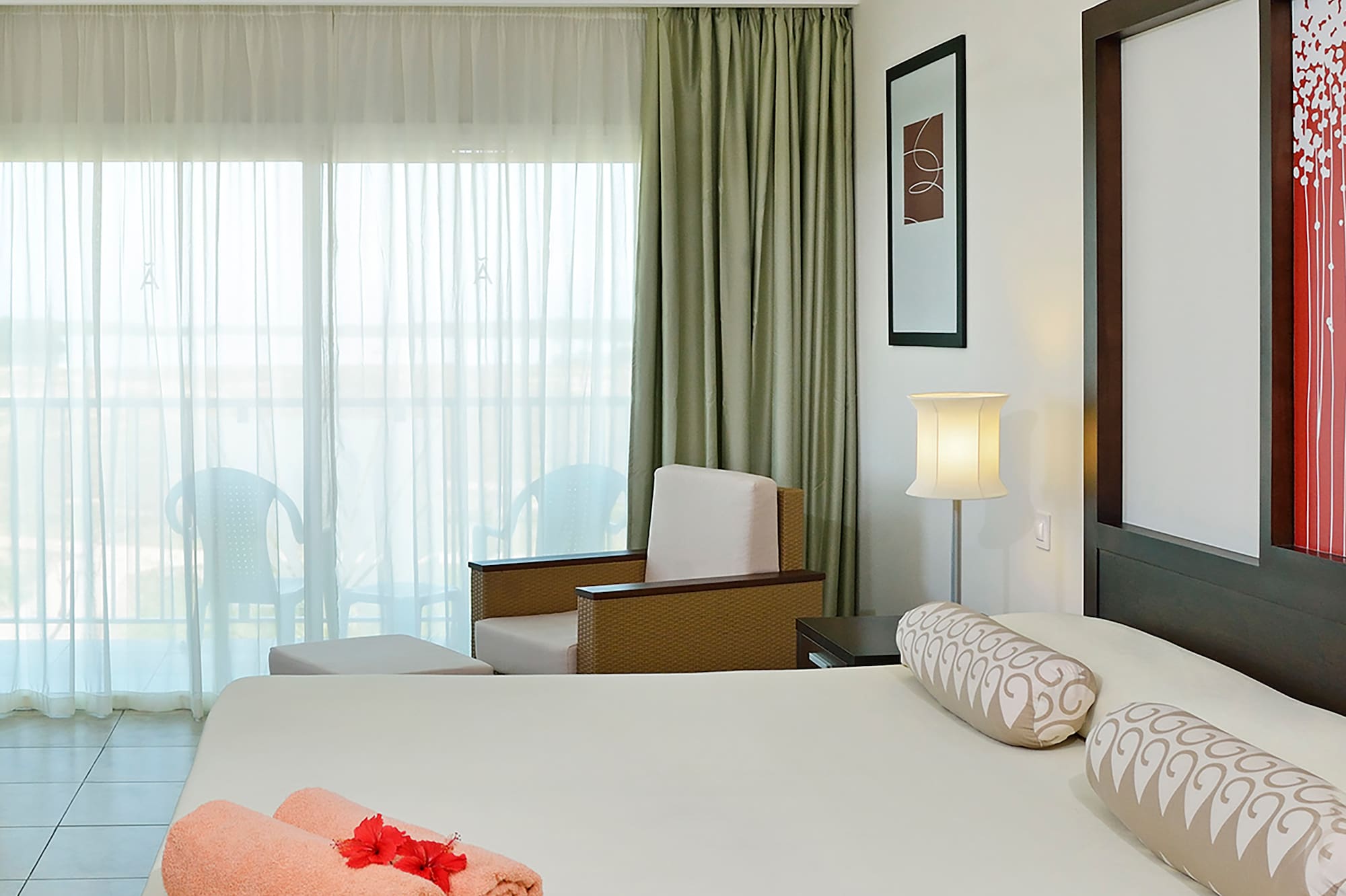 a bed with towels on it