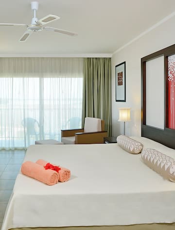 a bed with towels on it