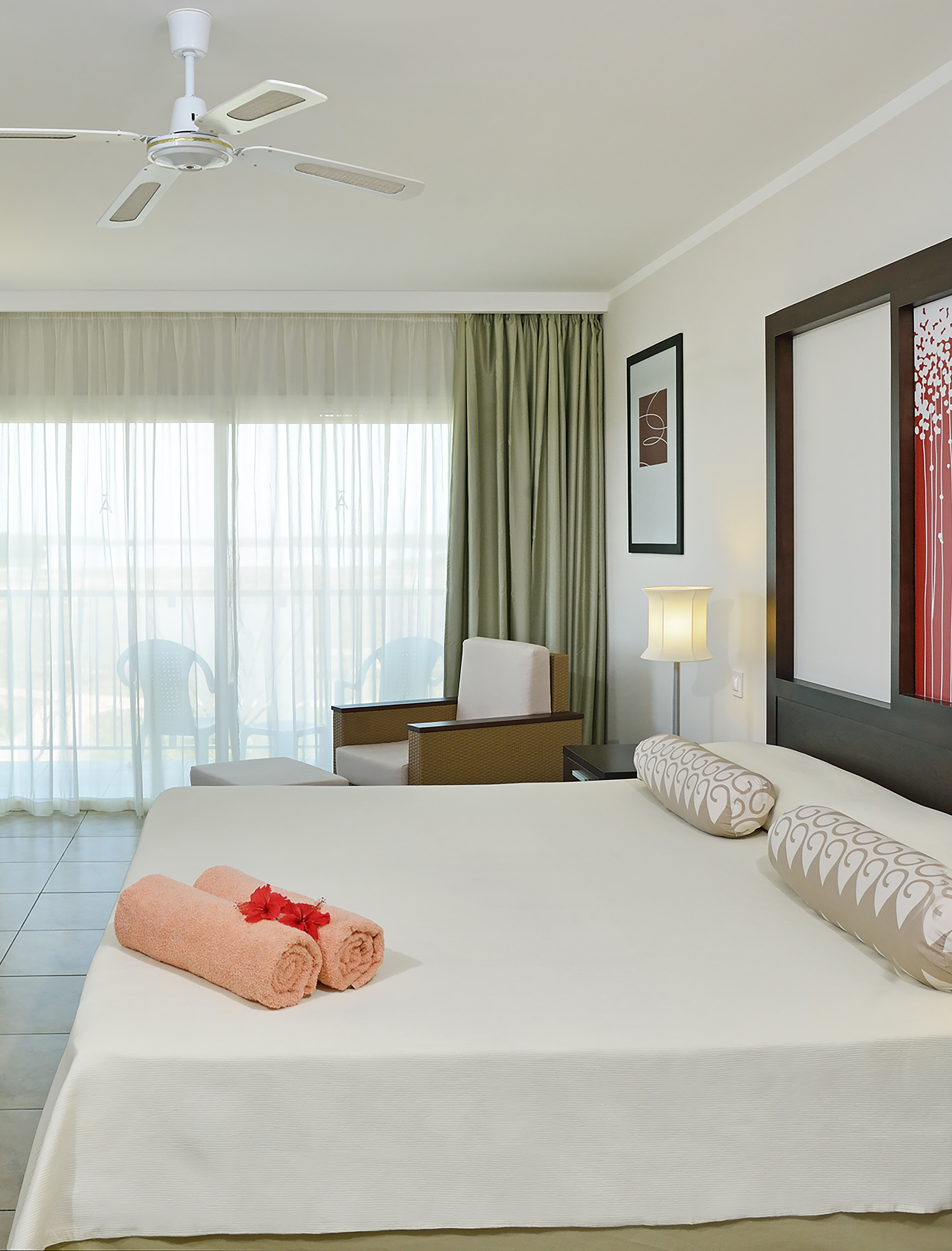 a bed with towels on it