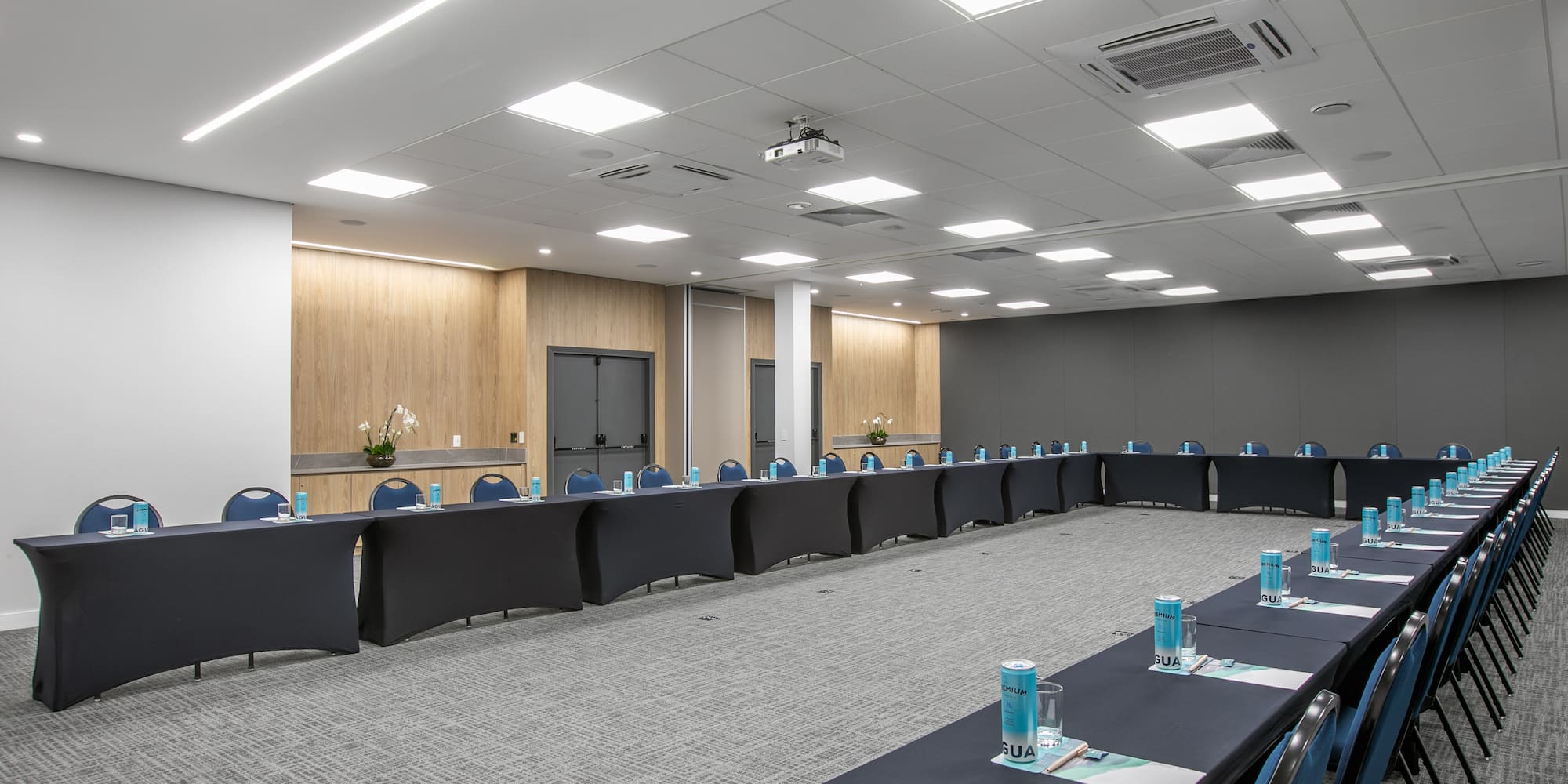 a room with tables and chairs