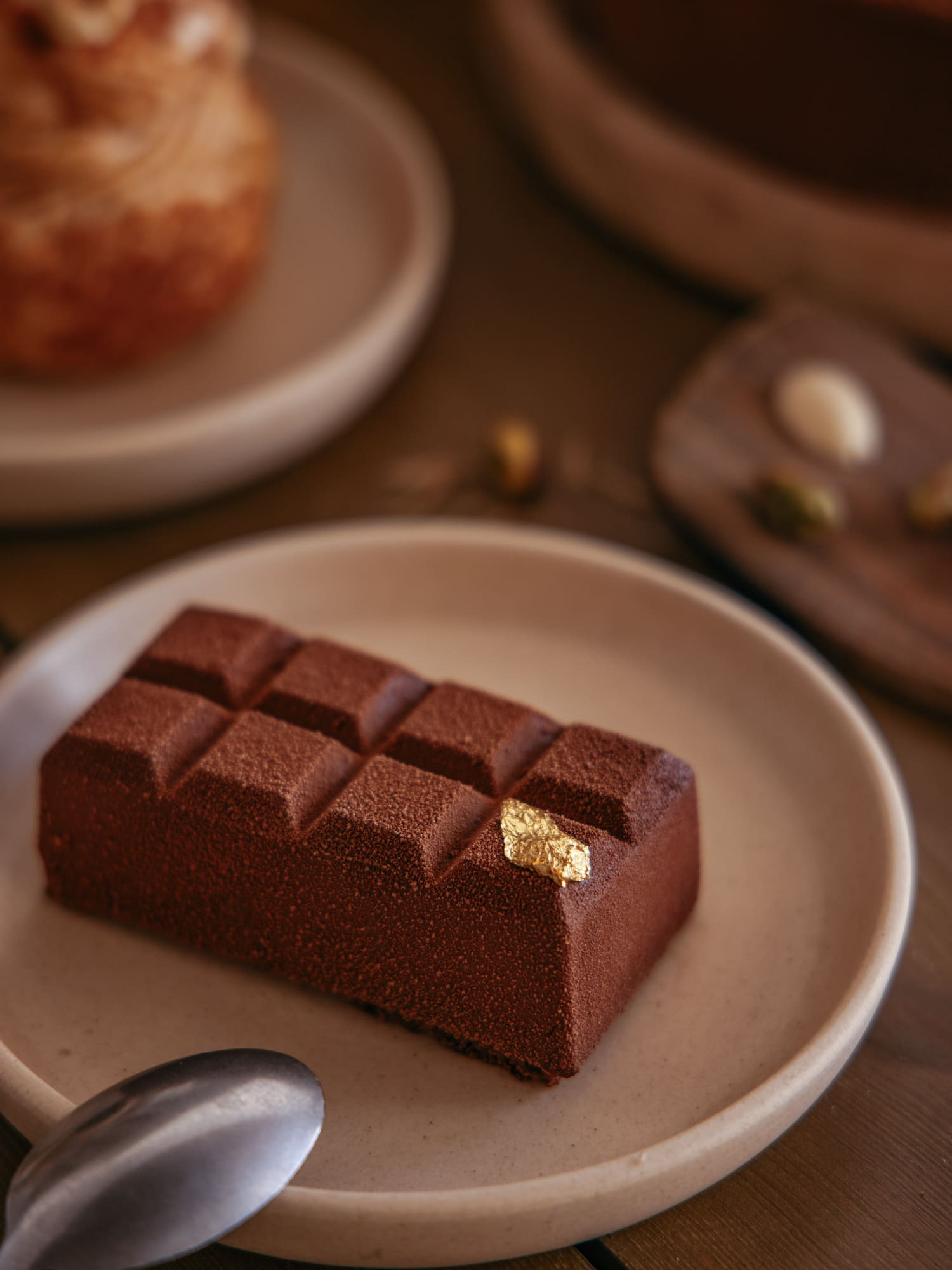 a chocolate bar on a plate