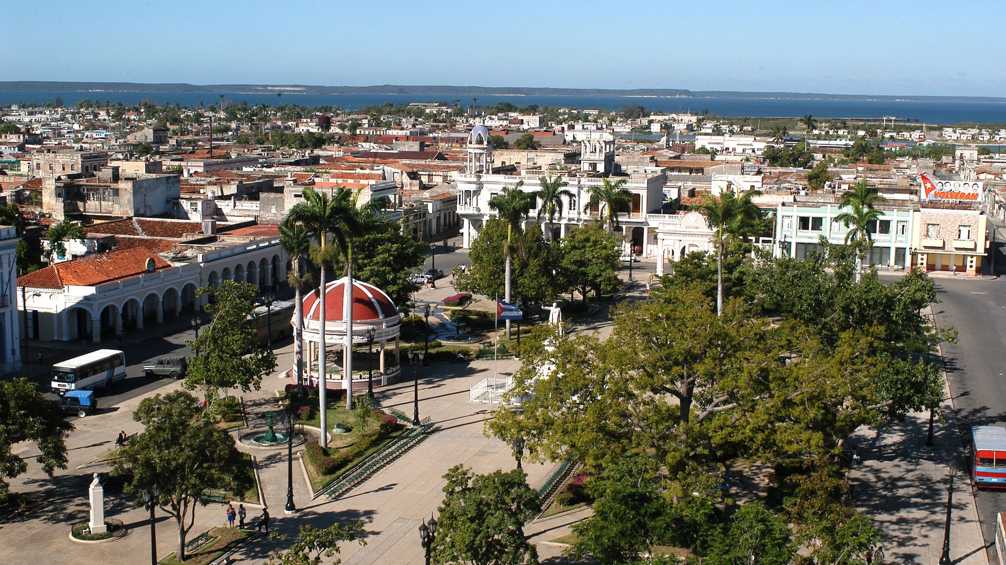 a city with trees and buildings