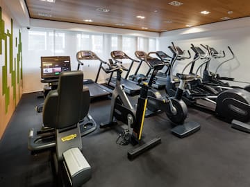 a room with exercise machines