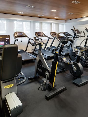 a room with exercise machines