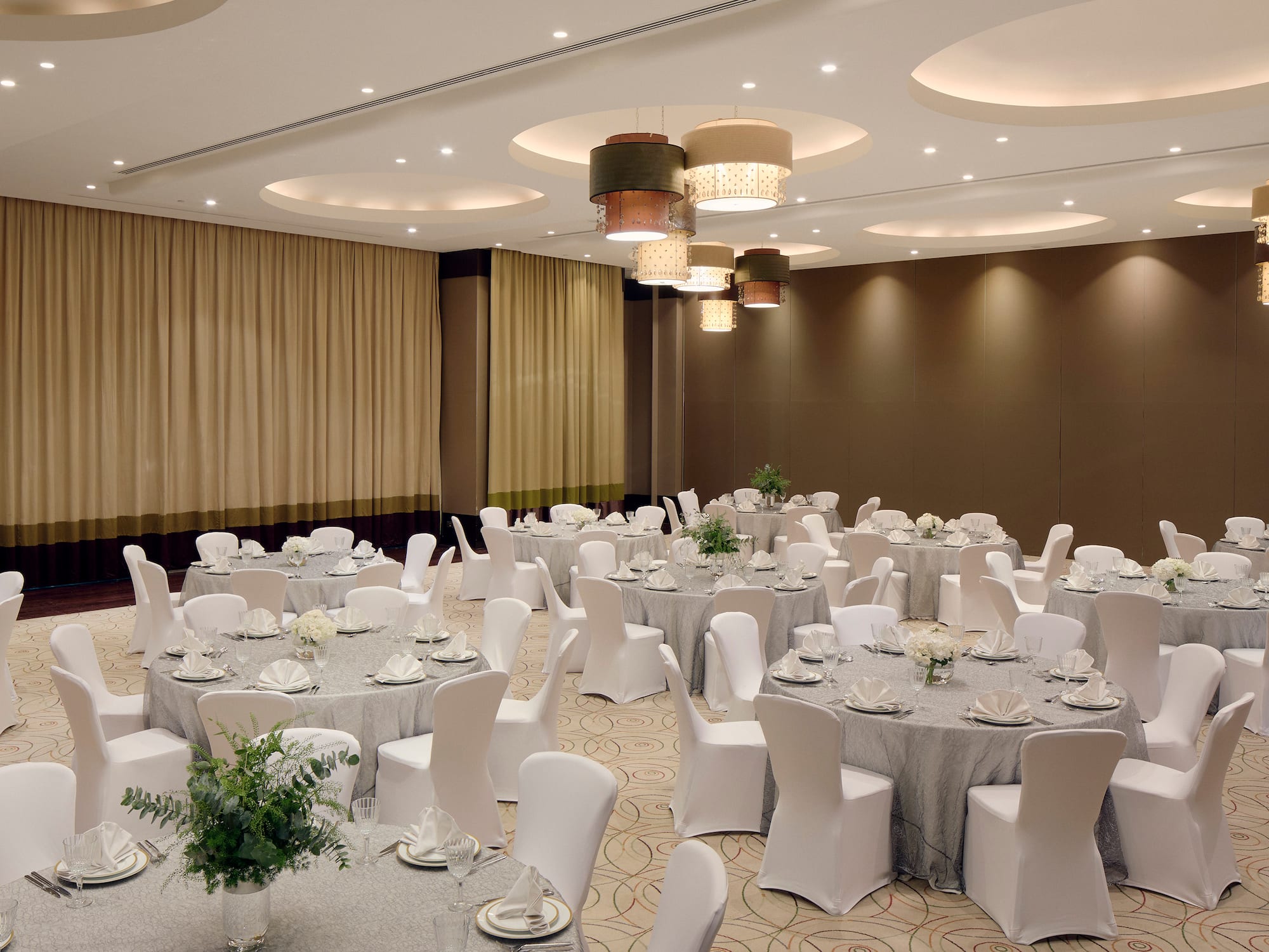 a room with tables and chairs