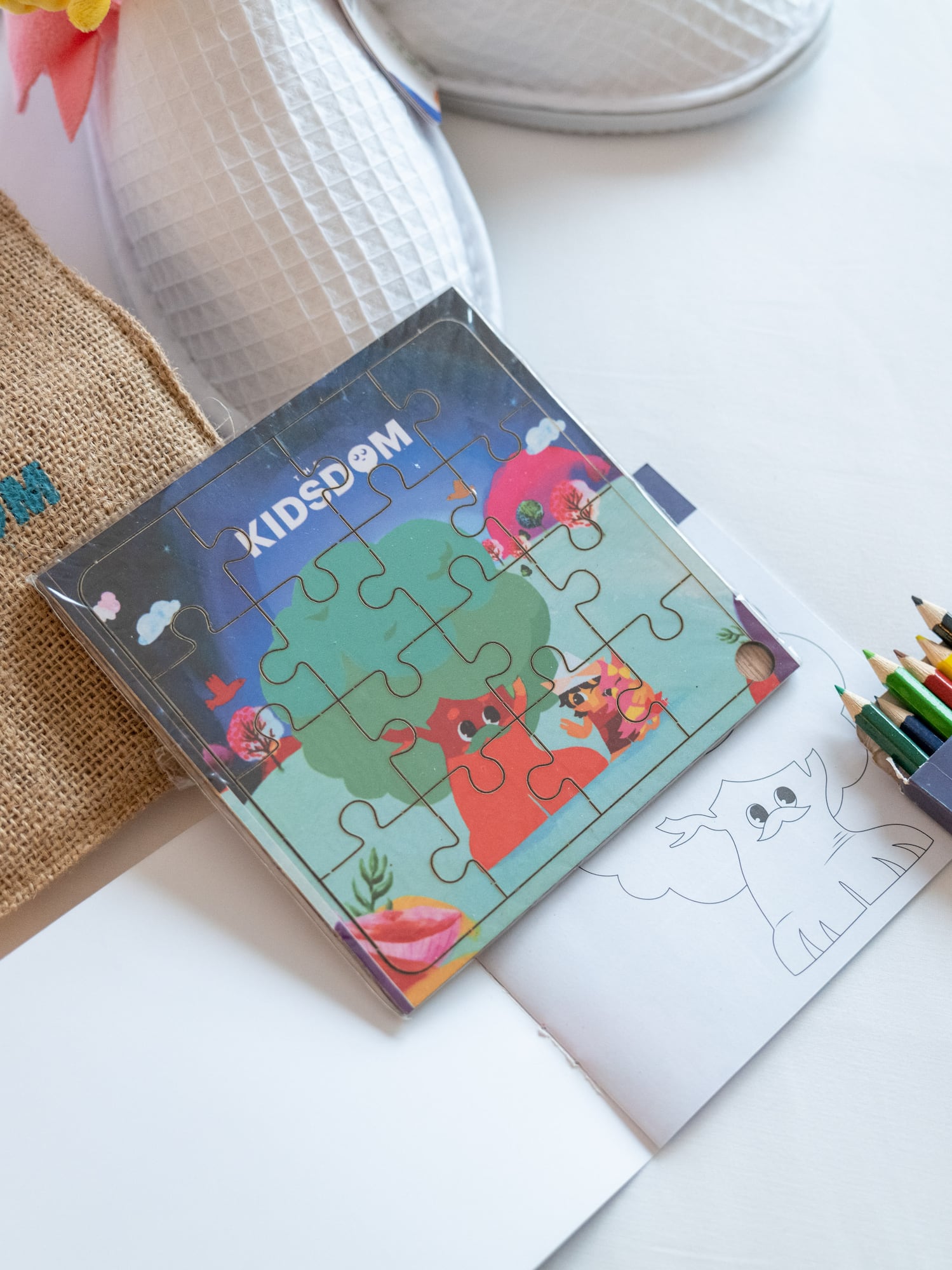 a puzzle and coloring books