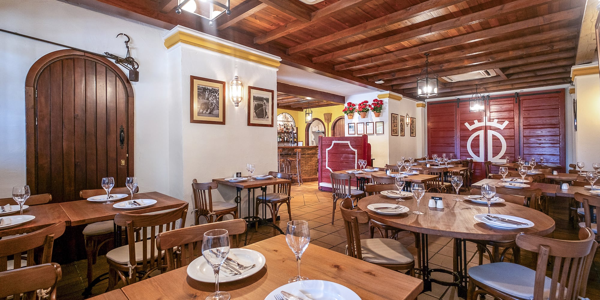 a room with tables and chairs