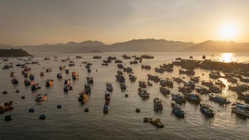 a large group of boats in the water