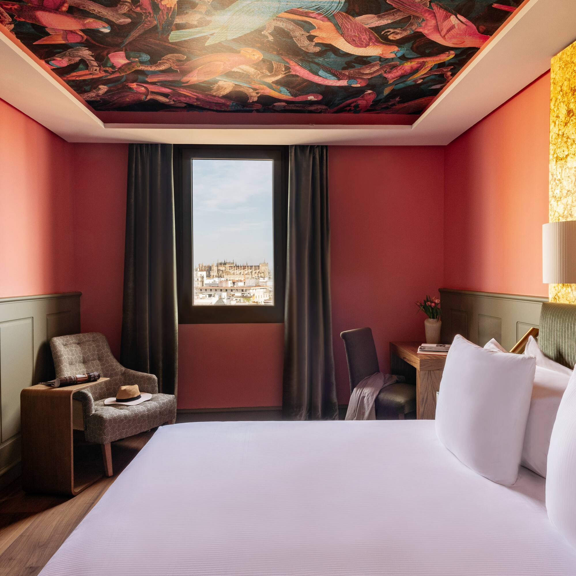 a room with a bed and a chair