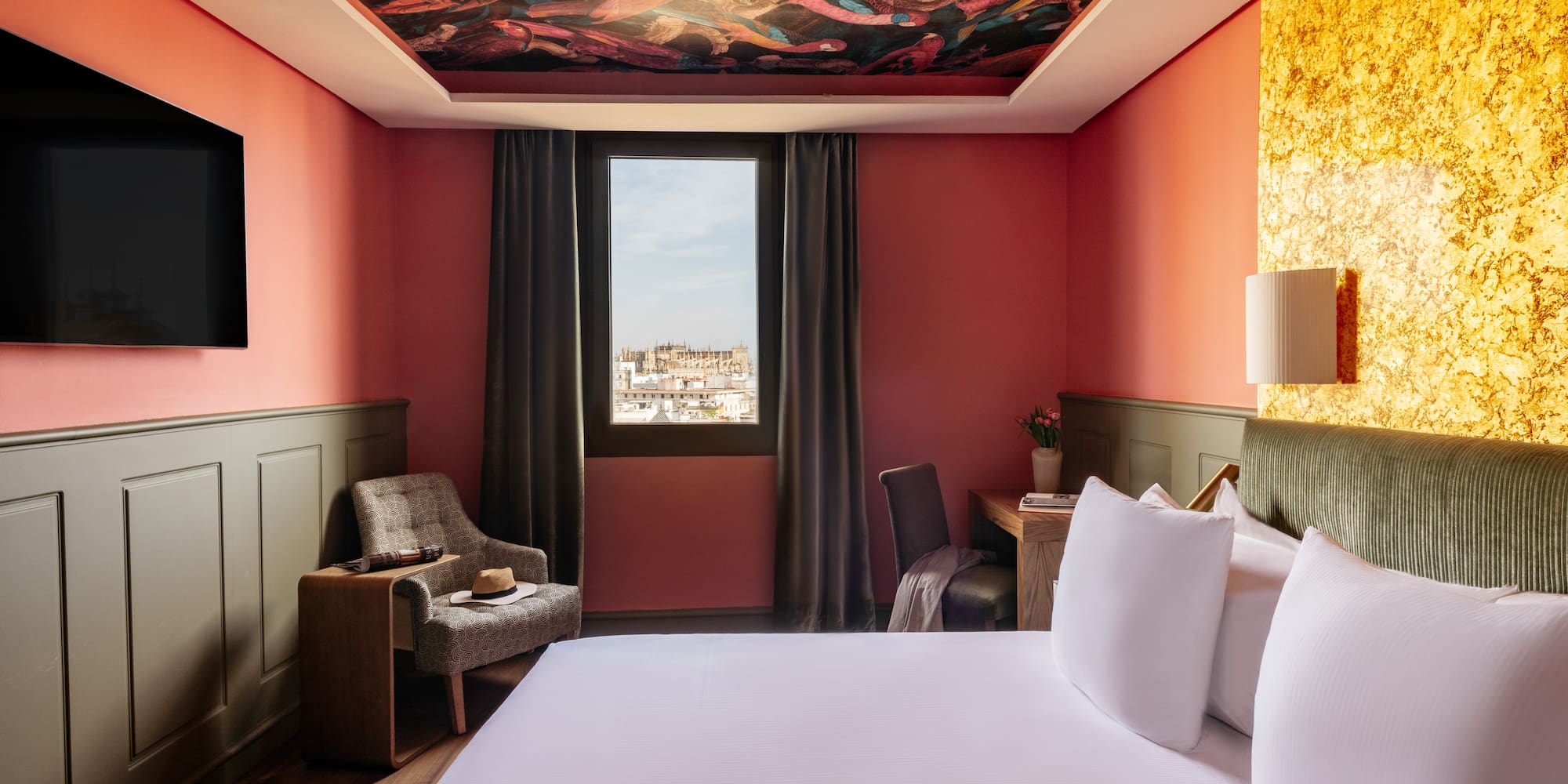 a room with a bed and a chair