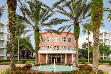 a building with a fountain in front of it