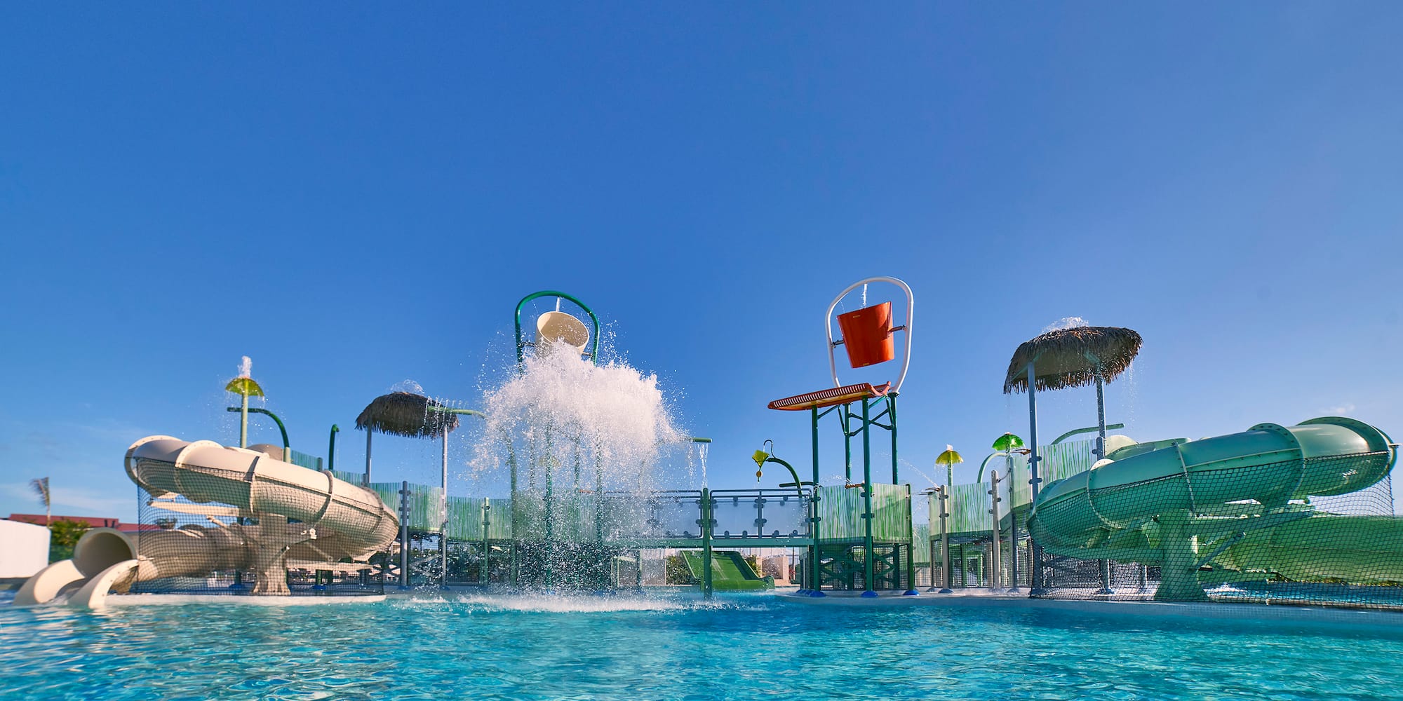 a water park with slides and a water slide