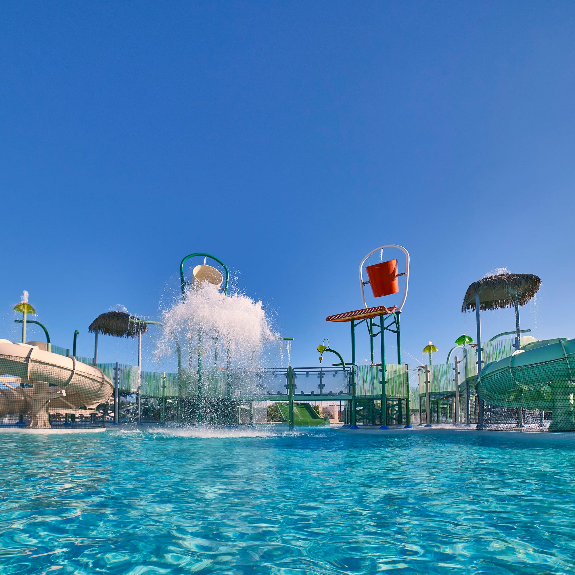 a water park with slides and a water slide