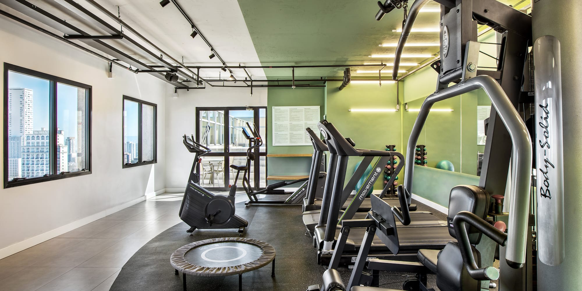 a room with exercise equipment