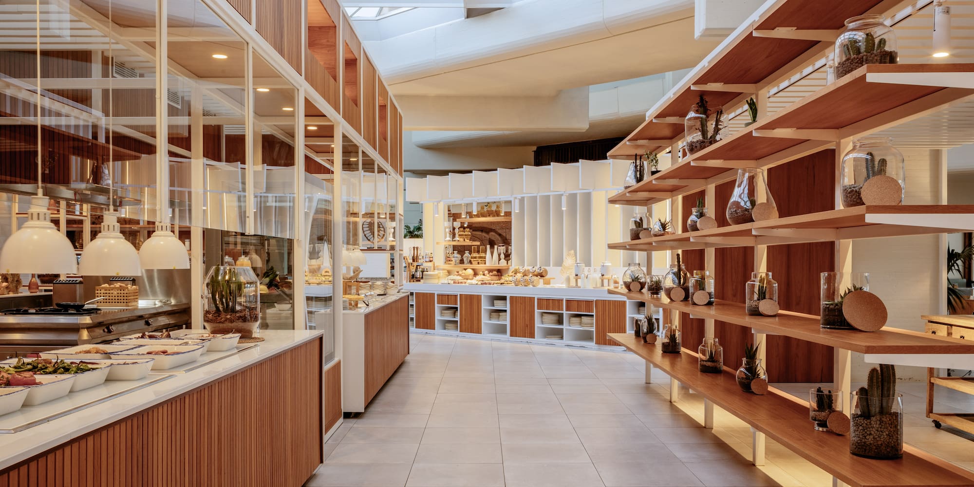 a room with shelves and shelves in it