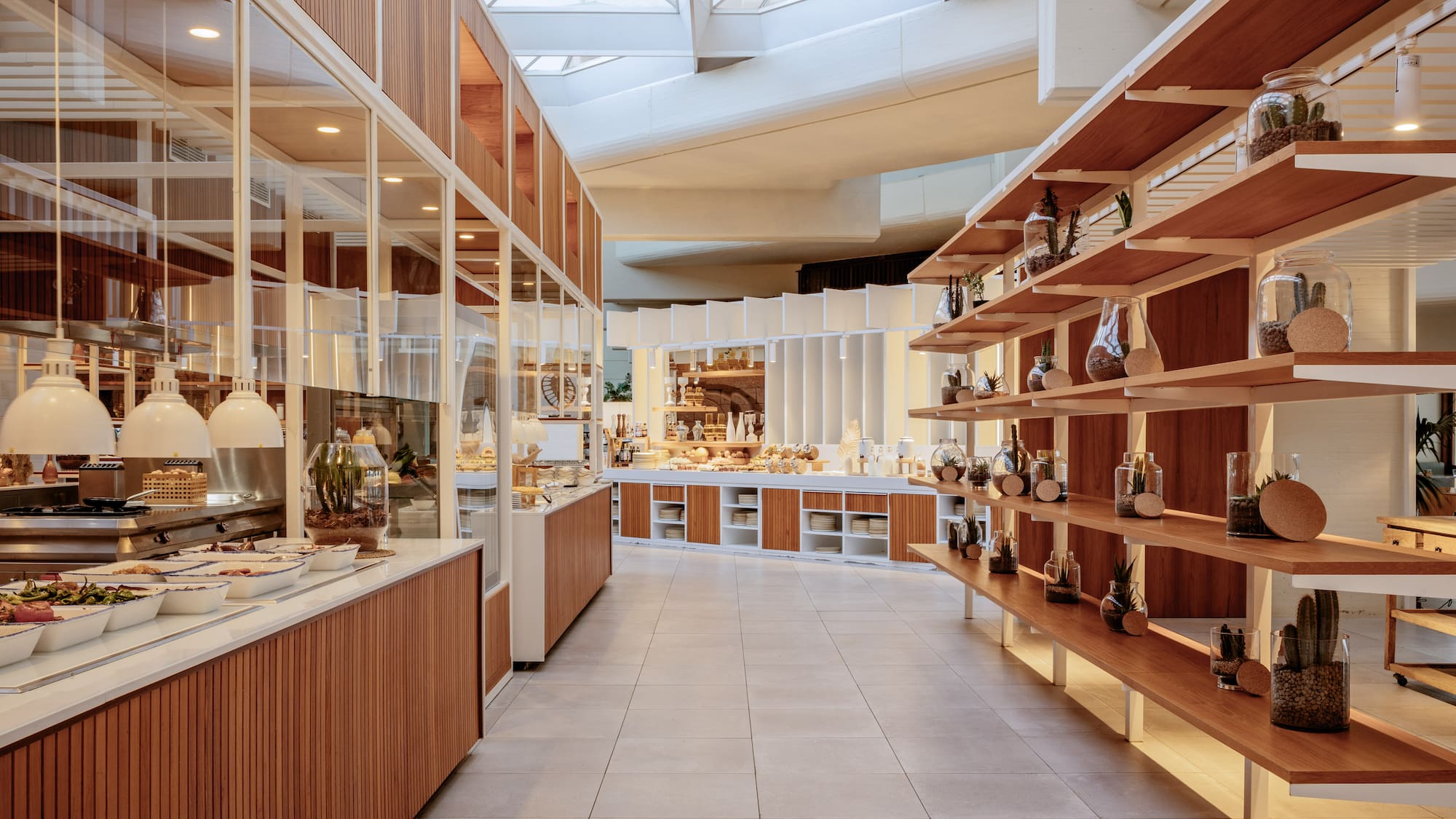 a room with shelves and shelves in it