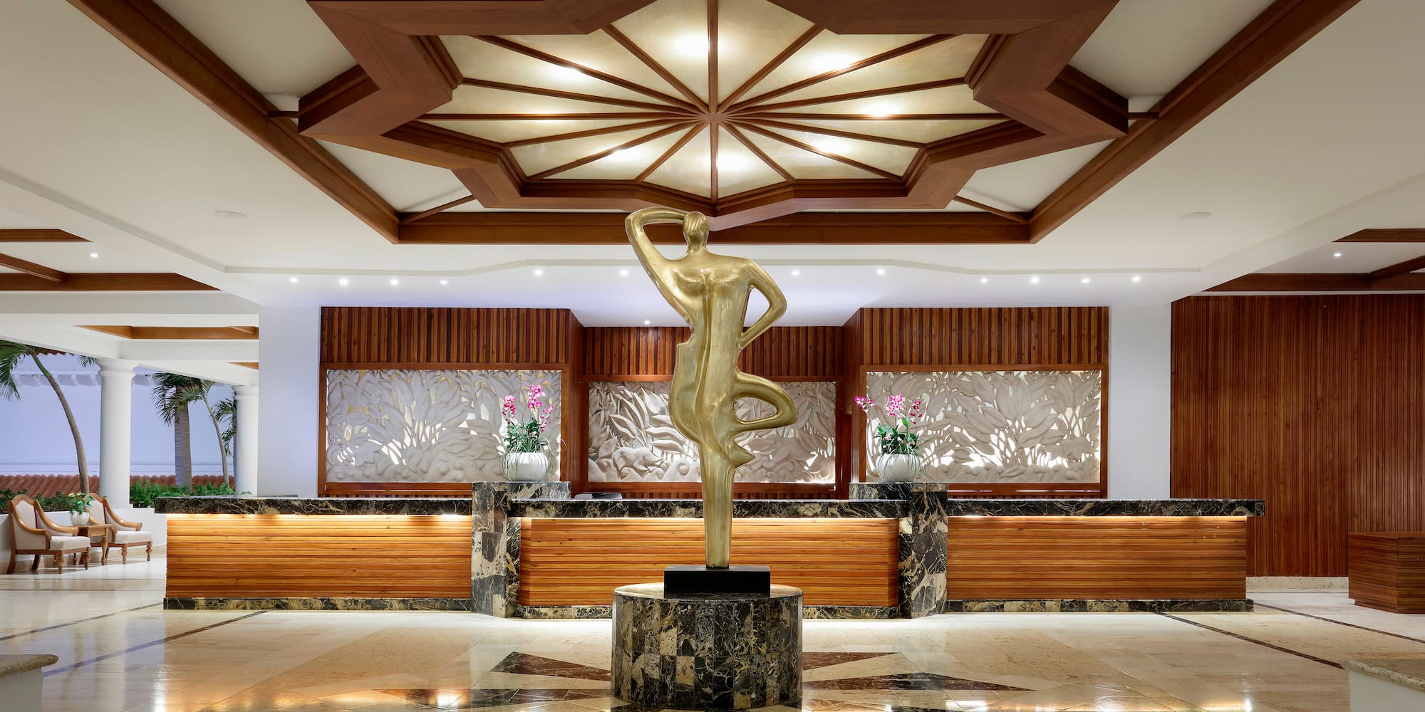 a statue in a lobby