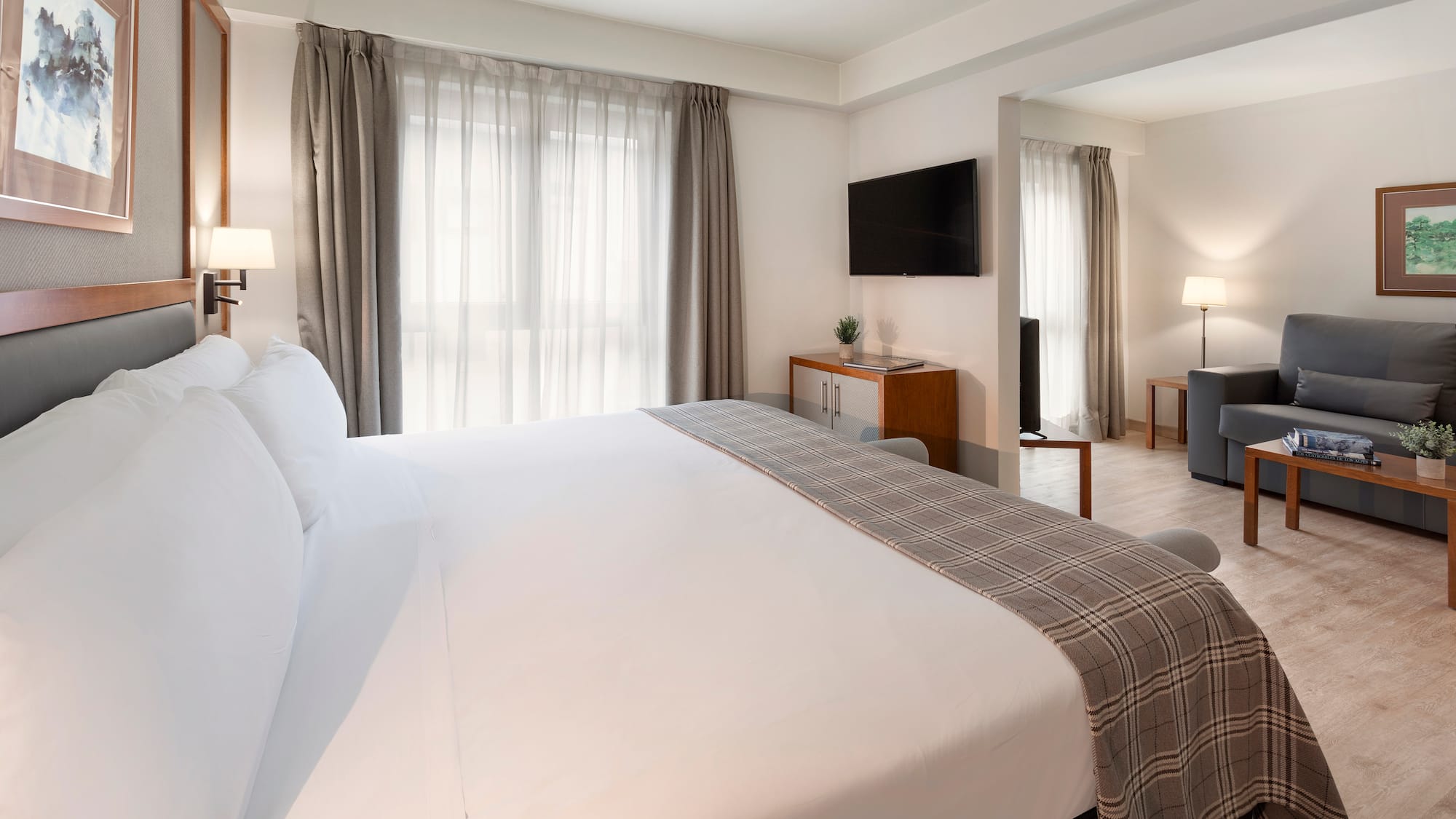 a bed in a hotel room