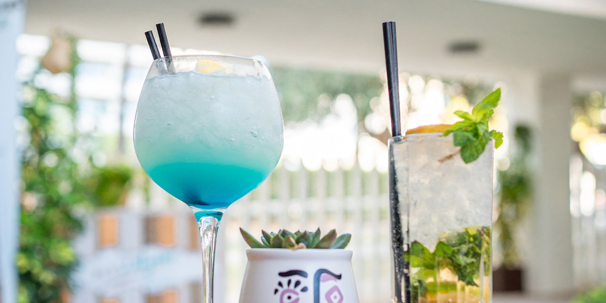 a group of drinks on a table