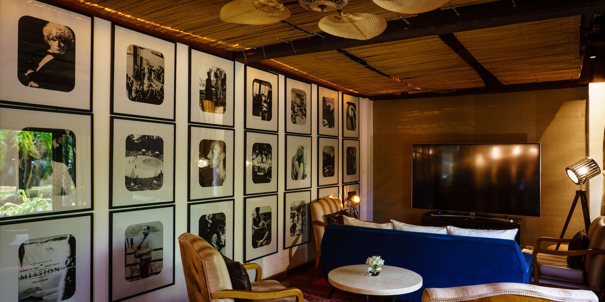 a room with a couch and a table