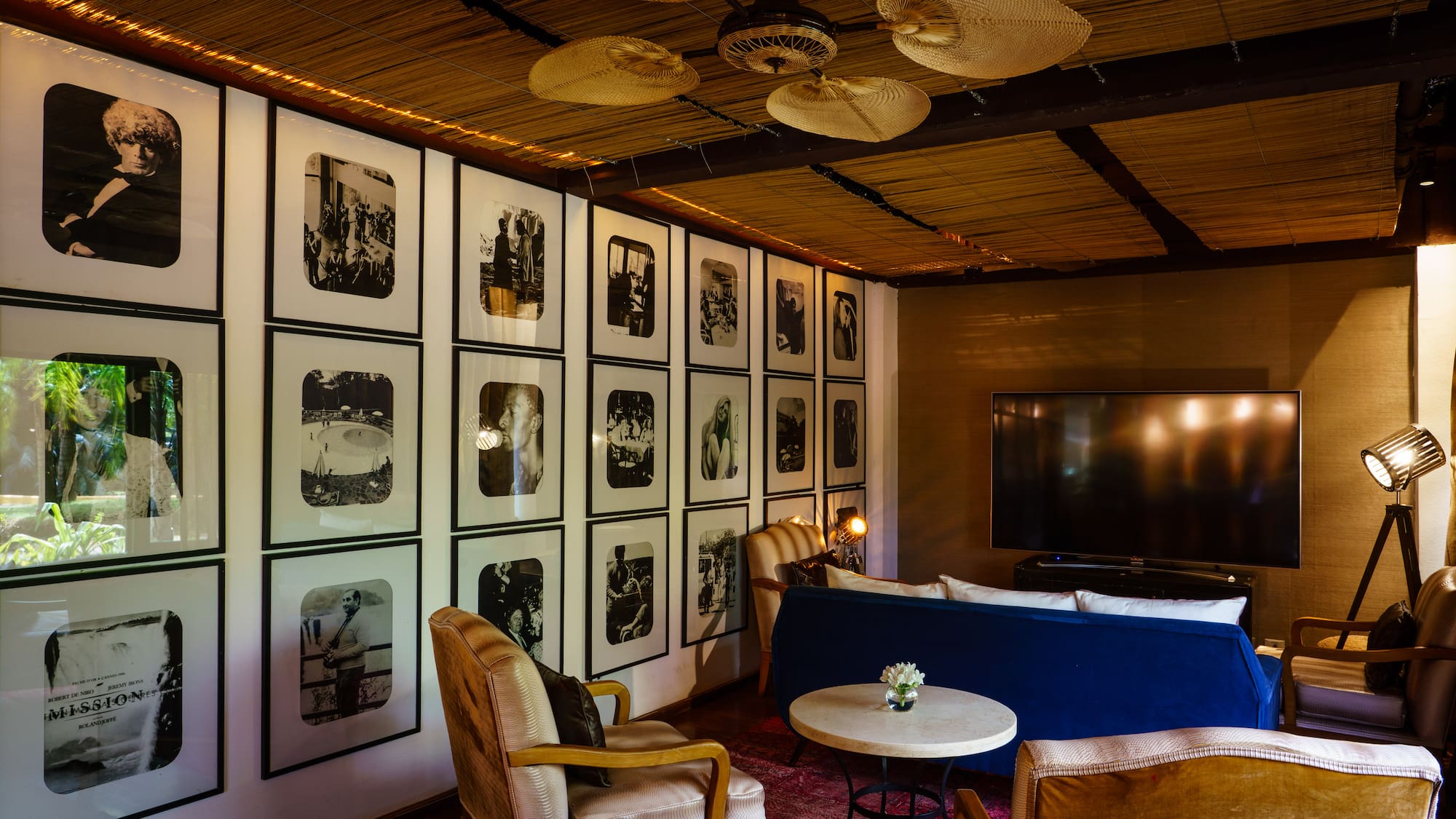 a room with a couch and a table