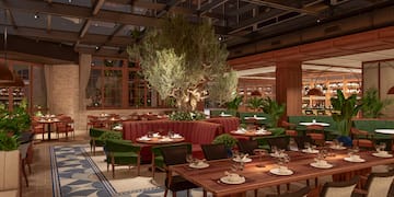 a restaurant with tables and chairs