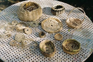 a group of baskets on a table