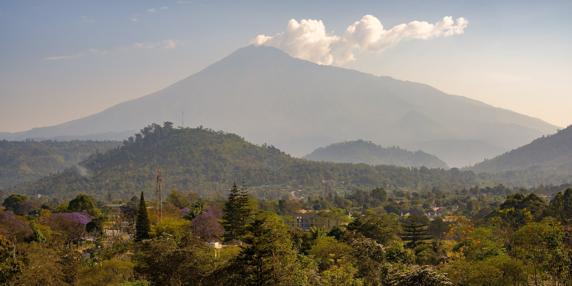 a mountain in the distance