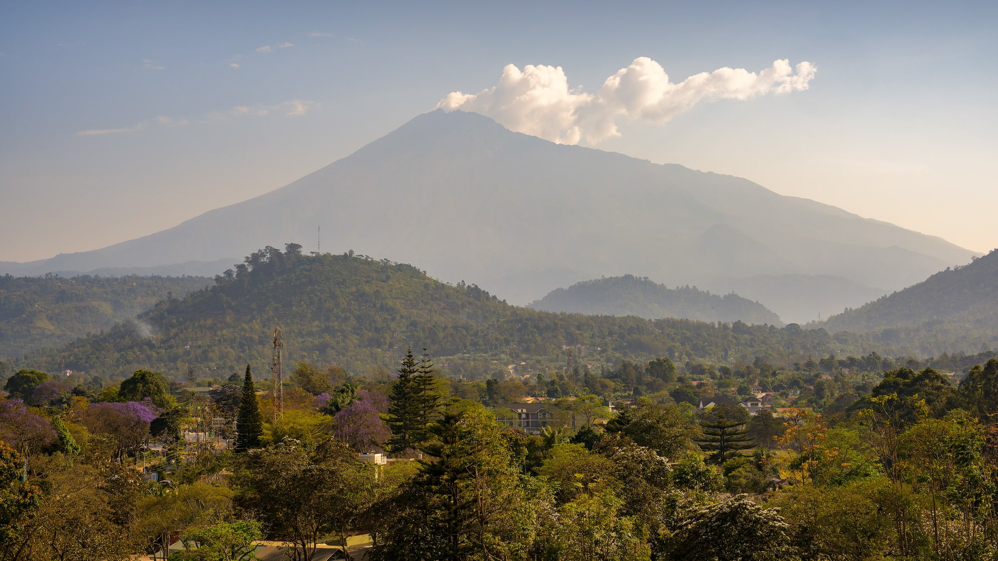 a mountain in the distance