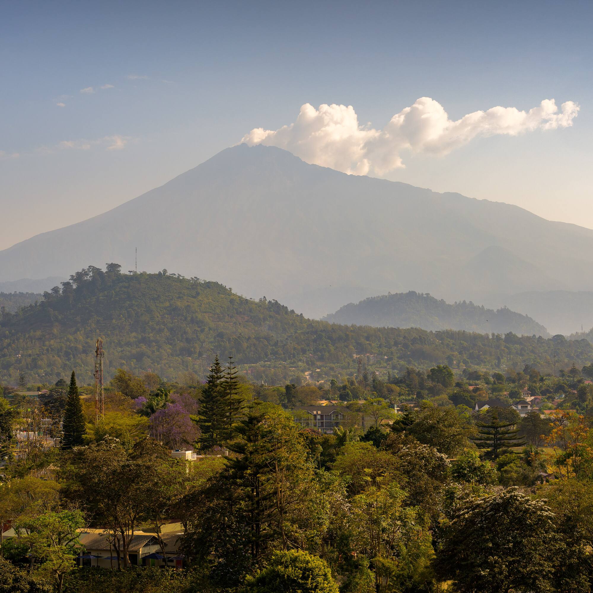 a mountain in the distance