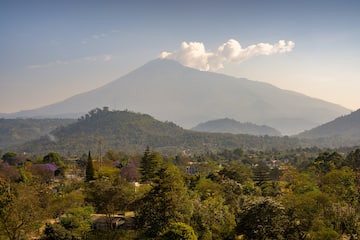 a mountain in the distance