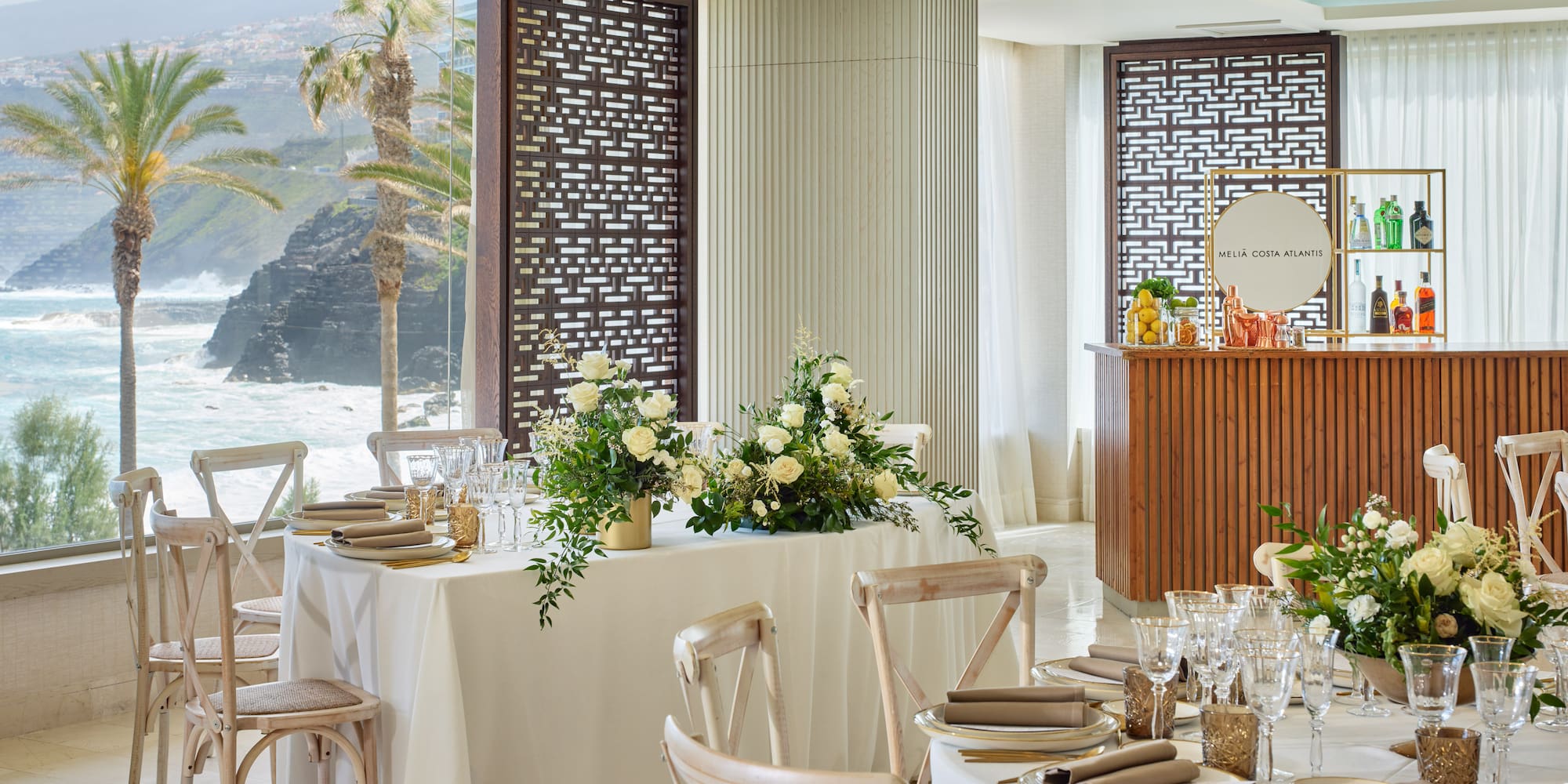 a room with tables and chairs