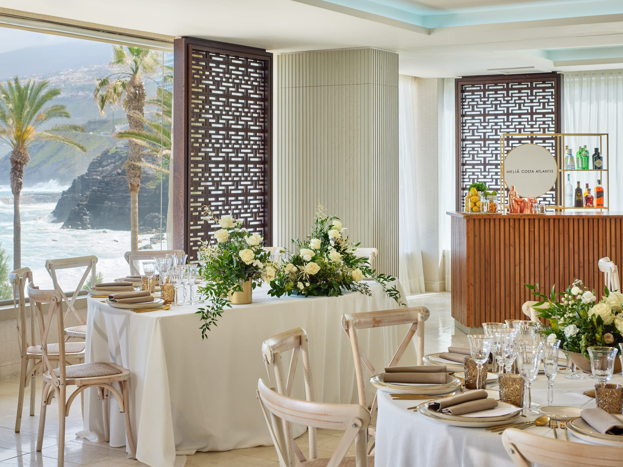 a room with tables and chairs