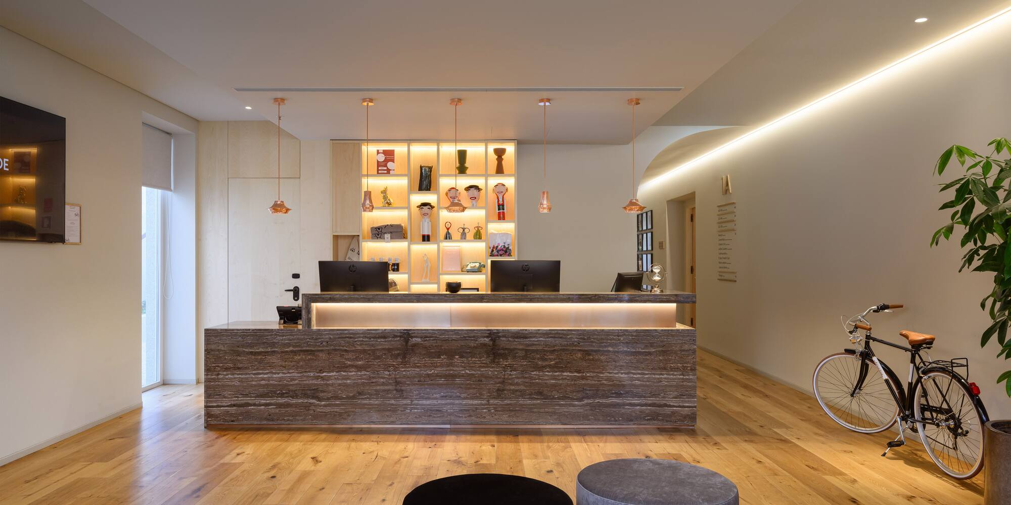 a reception desk in a room