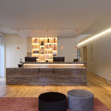 a reception desk in a room