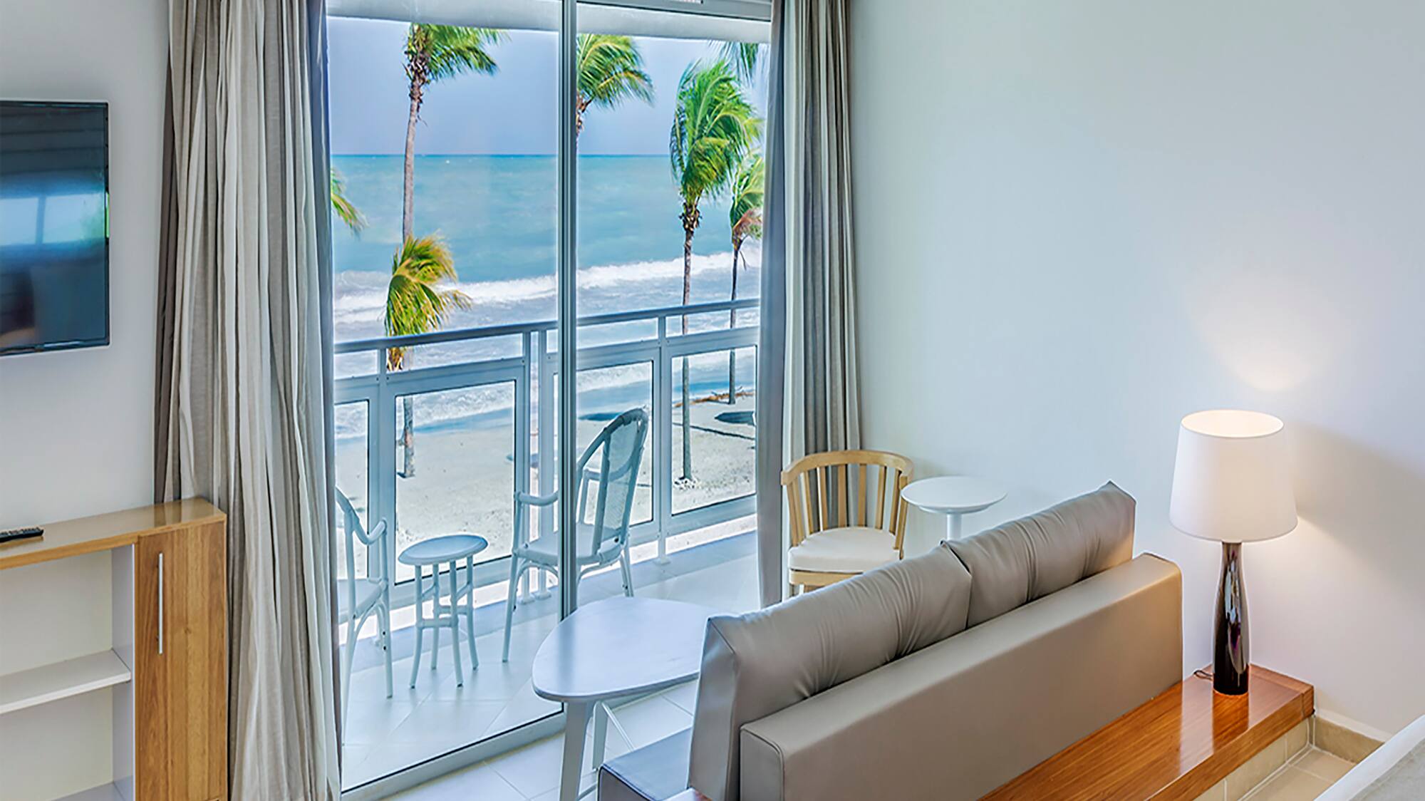 a room with a bed and a television