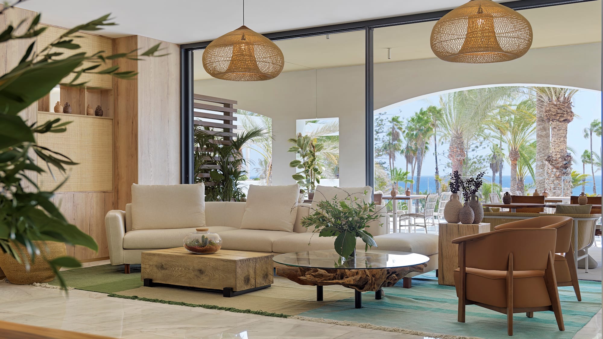 a living room with a couch and coffee table