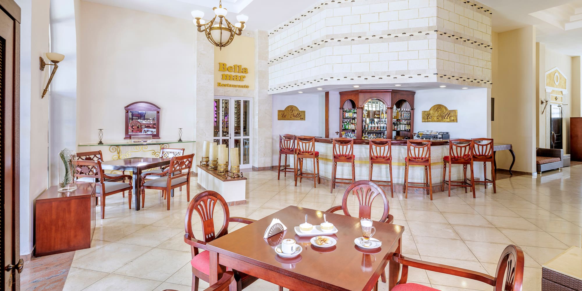 a room with a table and chairs