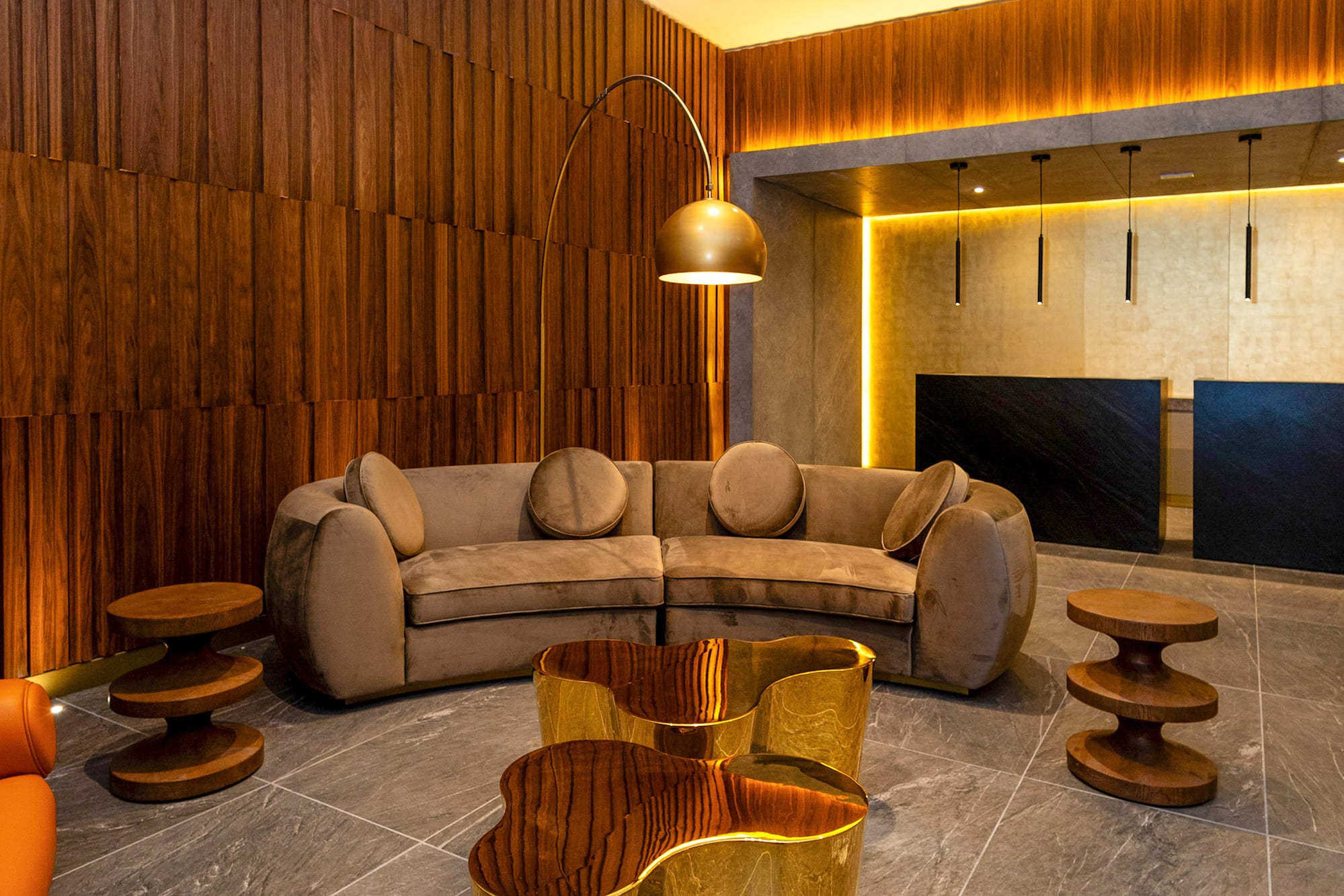a room with a couch and a table