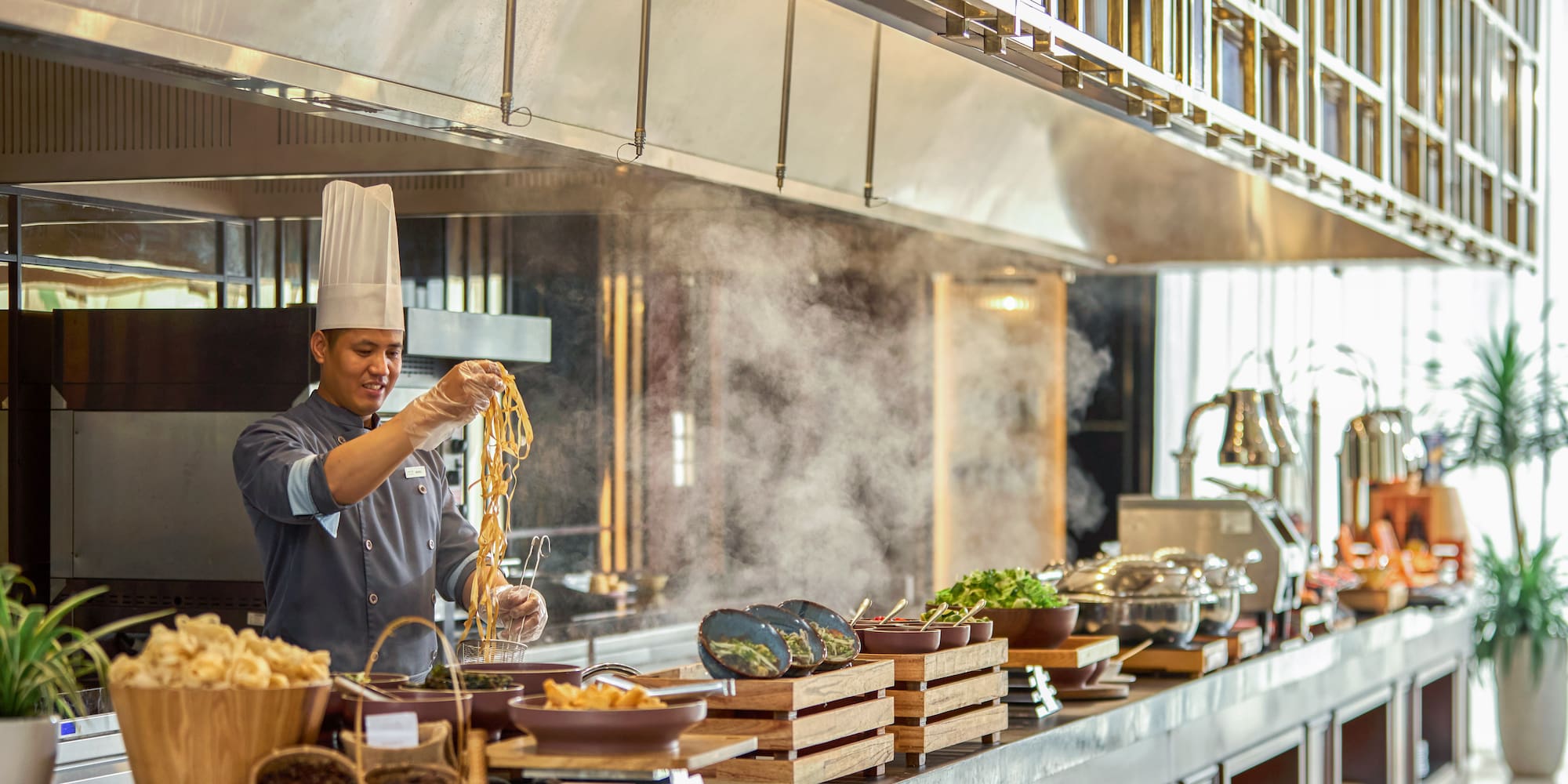 a chef cooking in a kitchen