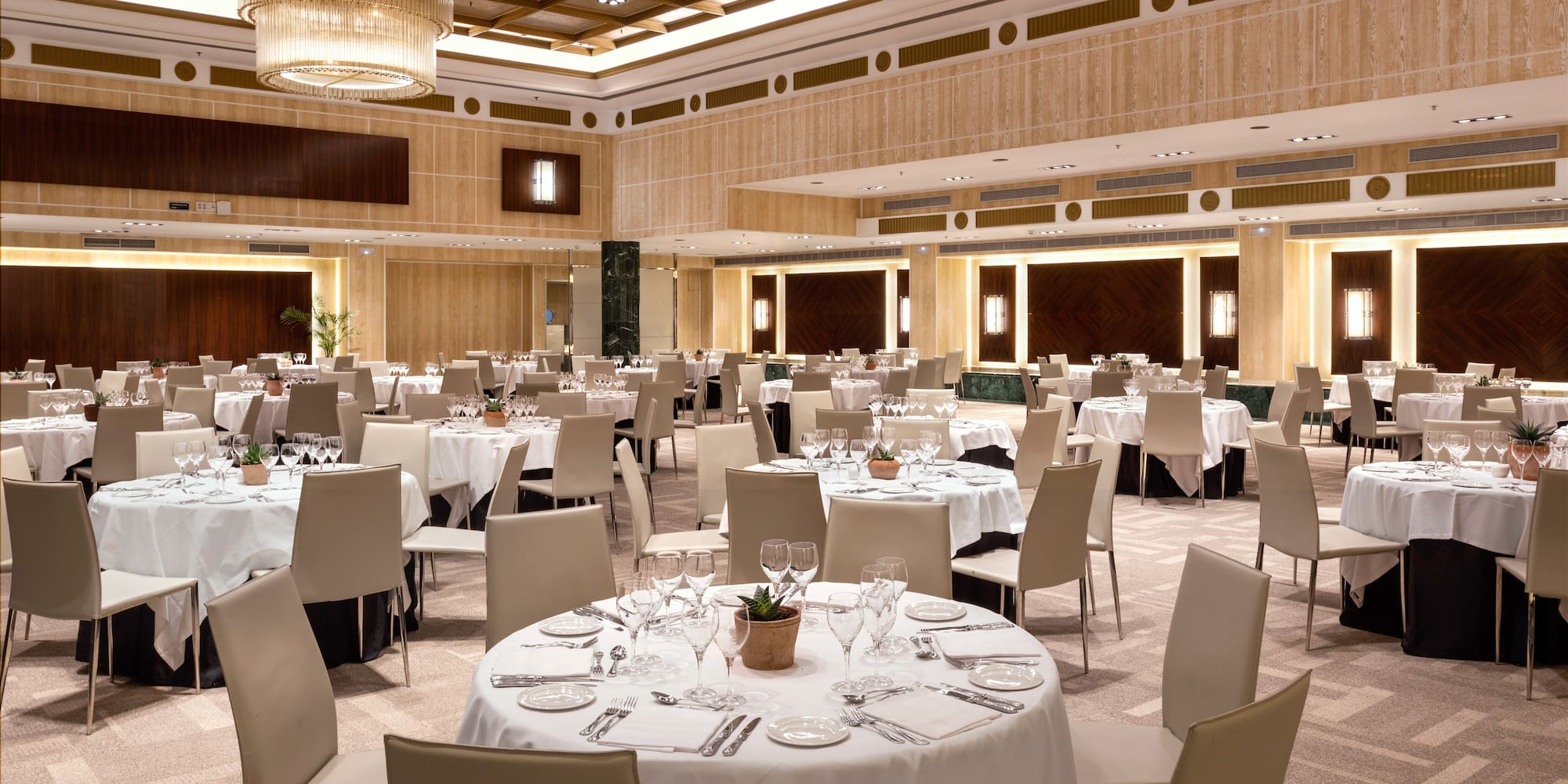 a room with tables and chairs