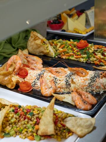 a trays of food on a table