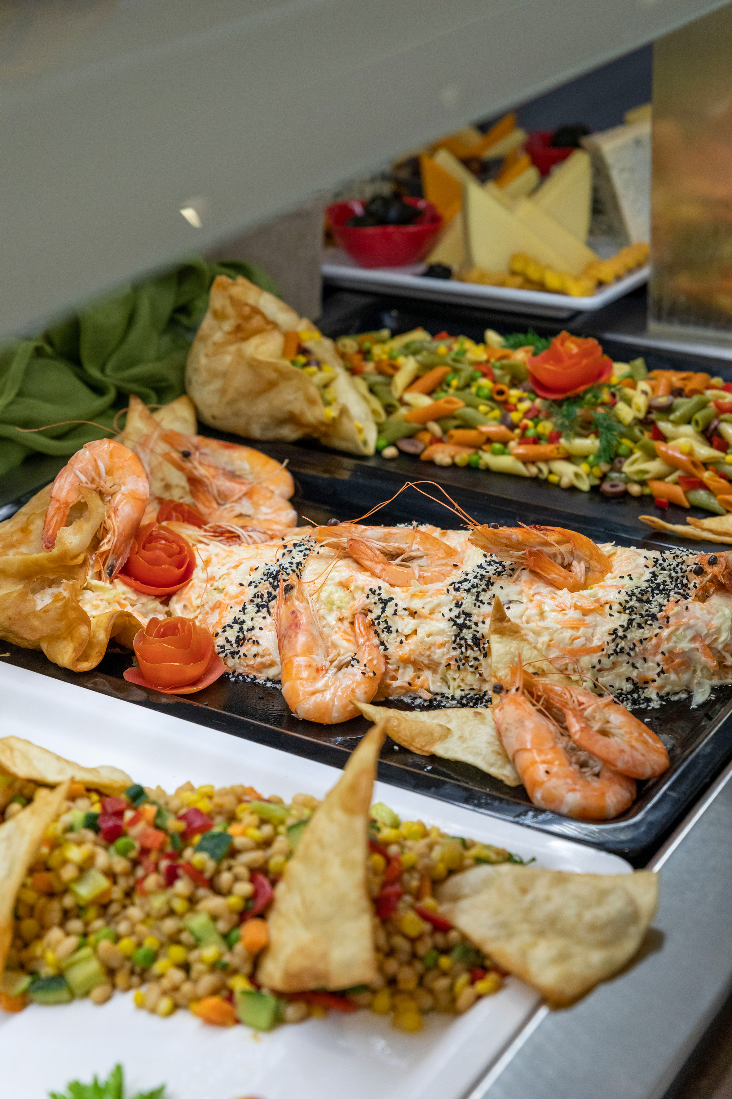 a trays of food on a table