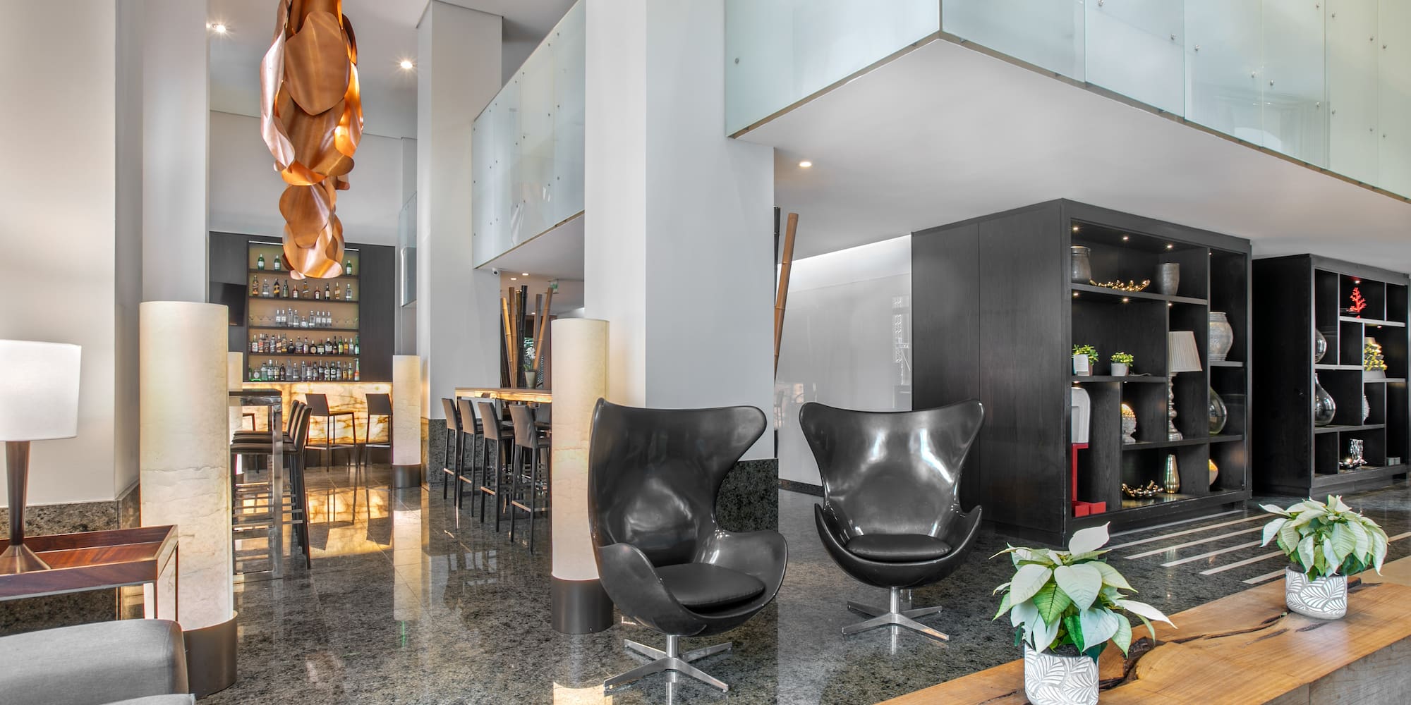 a room with chairs and a table